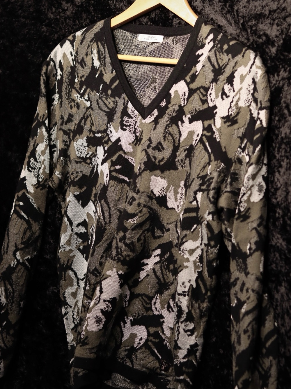 Versace Collection Black and Gray Jacquard Blazer
